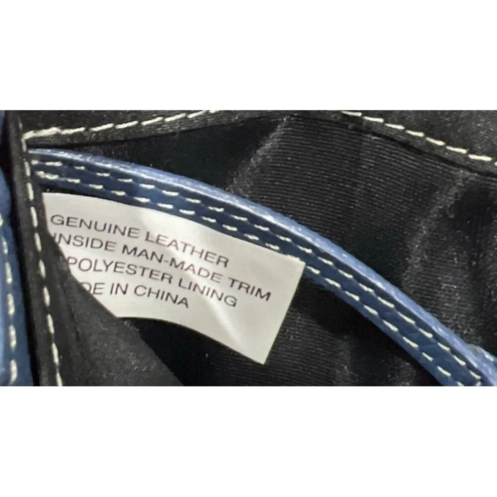 Tignanello Blue Pebbled Genuine Leather Zip Around Wallet Organizer Pocketbook